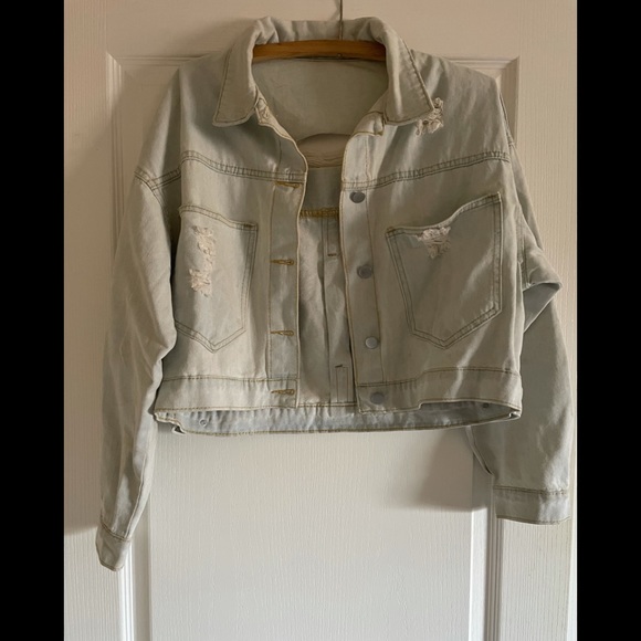 Rhinestone Fringe Jean Jacket M/L - Picture 2 of 3